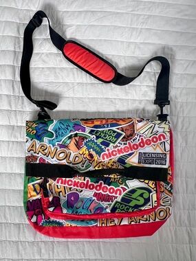 Nickelodeon Collectible Multicolor Sticker-Print Messenger Bag